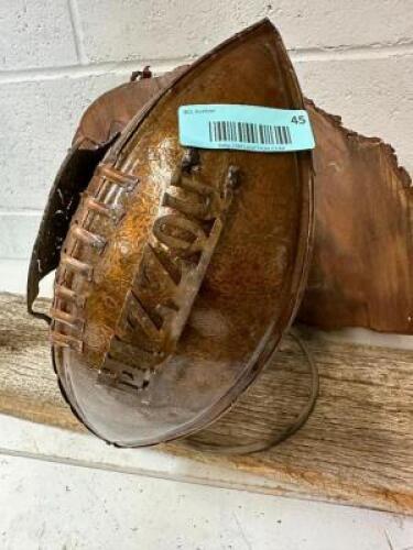DESCRIPTION: MIZZOU METAL FOOTBALL ON STAND SIZE: 12"X8" QTY: 1