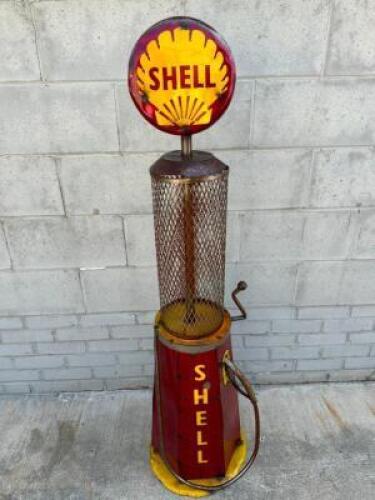 DESCRIPTION: SHELL OLD STYLE GAS PUMP SIZE: 54"X12" QTY: 1