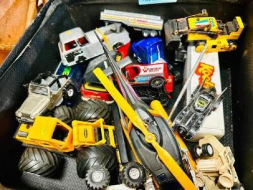 DESCRIPTION: BOX OF VINTAGE TOY TRUCKS AND CARS QTY: 1