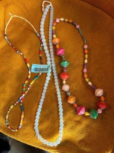 DESCRIPTION: (3) AFRICAN BEAD NECKLACES QTY: 3