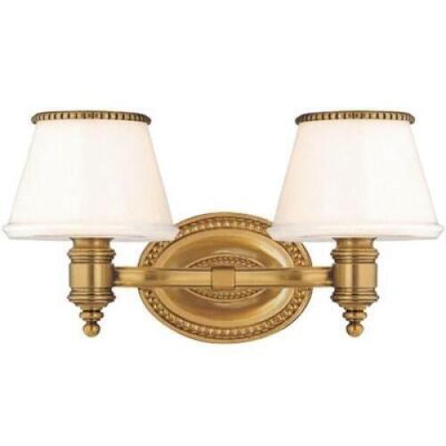 RICHMOND FLEMISH BRASS 2-GLASS VANITY LIGHT