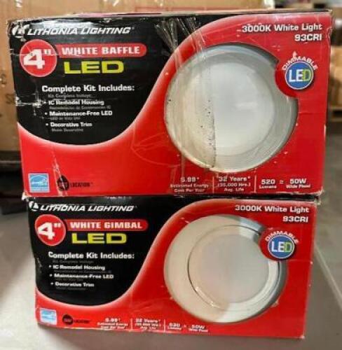 (2) - 4" WHITE BAFFLE LED LIGHTS