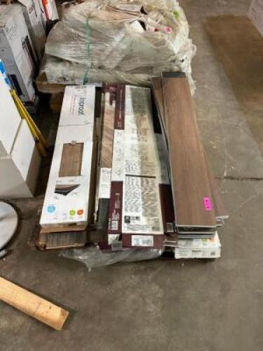 LARGE PALLET OF ASSORTED BROWN STRIP FLOORING