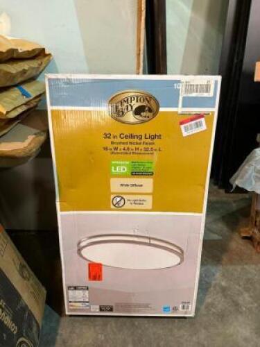 32 IN. OVAL 1-LIGHT BRUSHED NICKEL DIMMABLE LED FLUSH MOUNT