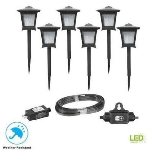 LOW VOLTAGE BLACK LED INTEGRATED PATH LIGHT KIT (6-PACK)