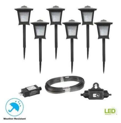 LOW VOLTAGE BLACK LED INTEGRATED PATH LIGHT KIT (6-PACK)