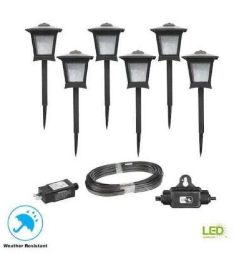 LOW VOLTAGE BLACK LED INTEGRATED PATH LIGHT KIT (6-PACK)