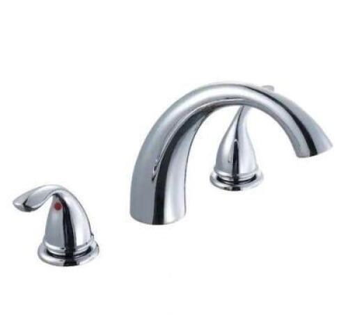 BUILDERS 2-HANDLE DECK-MOUNT ROMAN TUB FAUCET IN POLISHED CHROME