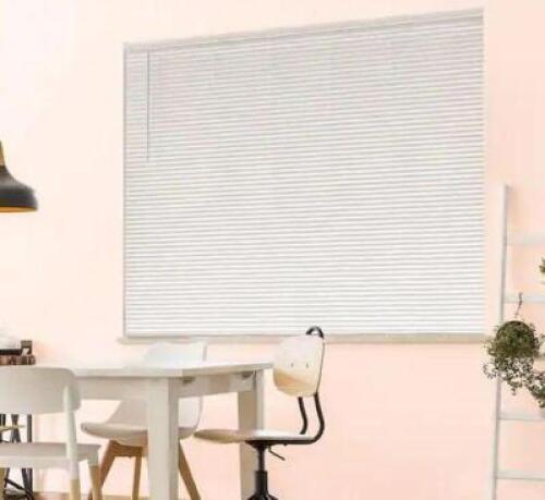 WHITE CORDLESS ROOM DARKENING 1 IN. VINYL MINI BLIND FOR WINDOW OR DOOR - 51 IN. W X 48 IN. L