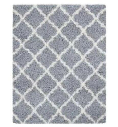 SHAG COLLECTION ULTIMATE CONTEMPORARY MOROCCAN TRELLIS DESIGN GREY 8 FT. X 10 FT. AREA RUG