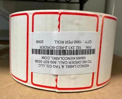 BOX OF BLANK LABEL TAG ROLLS