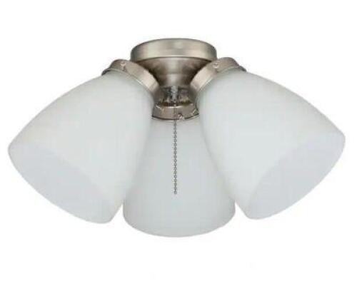 3-LIGHT BRUSHED NICKEL CEILING FAN SHADES LED LIGHT KIT