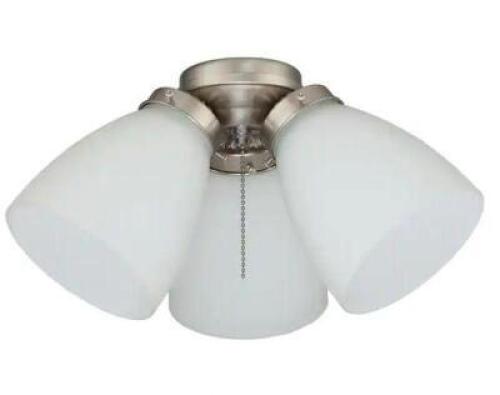 3-LIGHT BRUSHED NICKEL CEILING FAN SHADES LED LIGHT KIT