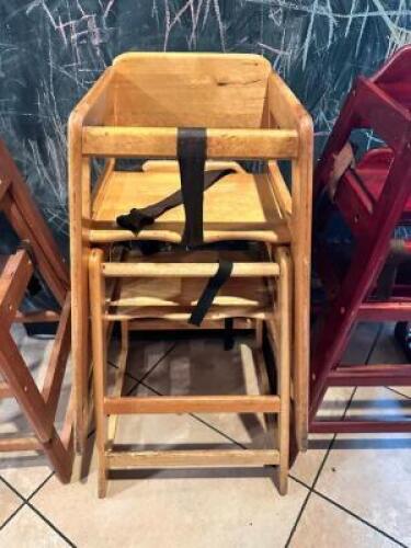 DESCRIPTION: (2) WOODEN HIGH CHAIRS LOCATION: FRONT THIS LOT IS: SOLD BY THE PIECE QTY: 2
