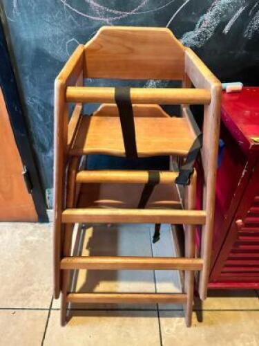 DESCRIPTION: (2) WOODEN HIGH CHAIRS LOCATION: FRONT THIS LOT IS: SOLD BY THE PIECE QTY: 2