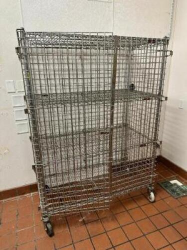 DESCRIPTION: 48" X 24" FOUR TIER HEAVY DUTY CAGED SHELF. LOCATION: KITCHEN QTY: 1