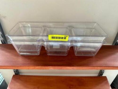 DESCRIPTION: (2) GLASS CONDIMENT TRAYS LOCATION: KITCHEN THIS LOT IS: ONE MONEY QTY: 1