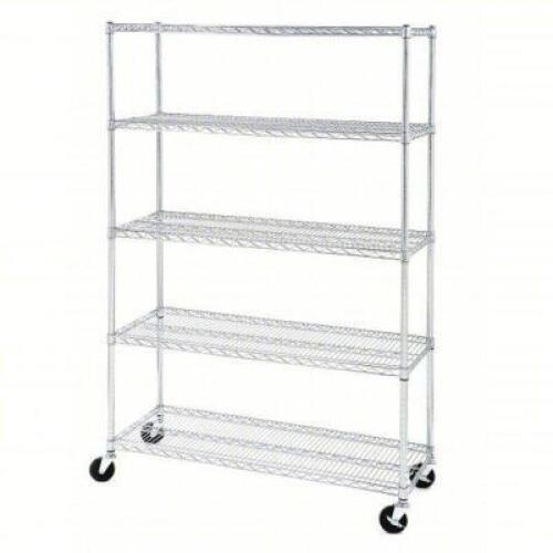 DESCRIPTION: (1) ULTRA DURABLE COMMERCIAL GRADE WIRE SHELVING WITH WHEELS BRAND/MODEL: SEVILLE #WEB562 INFORMATION: STEEL SIZE: 5 TIER, 48"W 18"D 72"H