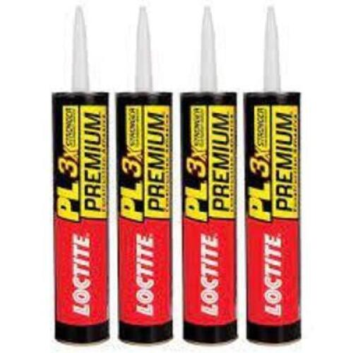 DESCRIPTION: (4) BOTTLES OF PREMIUM POLYURETHANE CONSTRUCTION ADHESIVE BRAND/MODEL: LOCTITE SIZE: 3X STRONGER RETAIL$: $24.32 EA QTY: 4