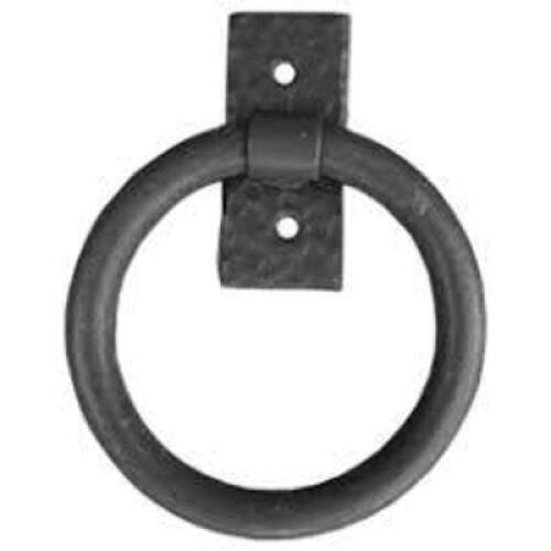 DESCRIPTION: (2) WROUGHT IRON DOOR PULL HANDLE, SMOOTH RING BRAND/MODEL: AGAVE IRONWORKS #PU014-01 INFORMATION: BLACK RETAIL$: $62.10 EA QTY: 2