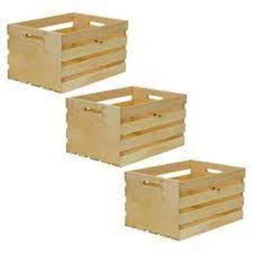 DESCRIPTION: (3) WOODEN CRATE BRAND/MODEL: CRATES AND PALLETS INFORMATION: WOOD SIZE: LARGE, 9-5/8" X 18" X 12-1/2" RETAIL$: $32.74 EA QTY: 3
