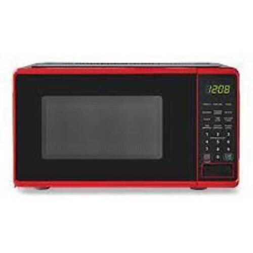 DESCRIPTION: (1) COUNTERTOP MICROWAVE BRAND/MODEL: MAINSTAYS INFORMATION: RED AND BLACK SIZE: 0.7 CU FT RETAIL$: $55.00 EA QTY: 1