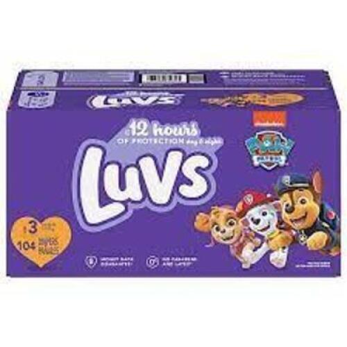 DESCRIPTION: (1) CASE OF (104) DIAPERS BRAND/MODEL: LUVS SIZE: SIZE 3 RETAIL$: $30.00 EA QTY: 1
