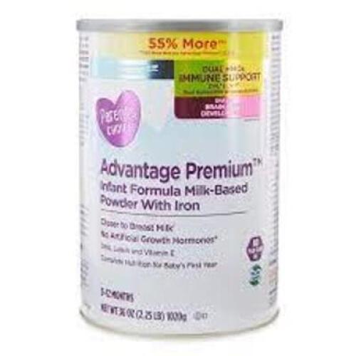 DESCRIPTION: (2) INFANT FORMULA BRAND/MODEL: ADVANTAGE PREMIUM INFORMATION: PARENTS CHOICE SIZE: 2.25 LB RETAIL$: $27.48 EA QTY: 2