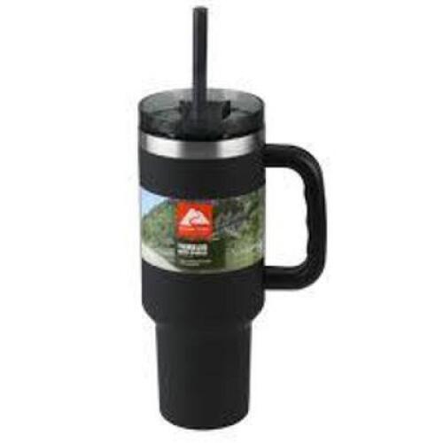 DESCRIPTION: (1) TUMBLER WITH HANDLE BRAND/MODEL: OZARK TRAIL INFORMATION: BLACK SIZE: 40 OZ RETAIL$: $15.97 EA QTY: 1