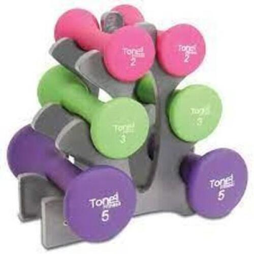DESCRIPTION: (1) HOURGLASS DUMBBELL SET BRAND/MODEL: TONE FITNESS RETAIL$: $46.60 EA QTY: 1