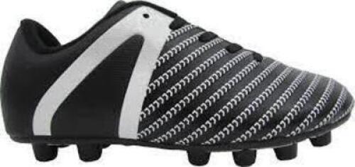 DESCRIPTION: (1) PAIR OF SOCCER CLEATS BRAND/MODEL: VIZARI #IMPACT FG INFORMATION: BLACK AND WHITE SIZE: 4J RETAIL$: $30.00 EA QTY: 1