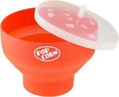 DESCRIPTION: (1) COLLAPSIBLE MICROWAVE POPCORN POPPER BRAND/MODEL: CHEF BUDDY INFORMATION: ORANGE SIZE: 9X10X1 RETAIL$: $21.00 QTY: 1