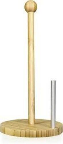 DESCRIPTION: (1) BAMBOO PAPER TOWEL HOLDER WITH SIDEBAR BRAND/MODEL: HOME BASICS #PH01040 RETAIL$: $11.00 EA QTY: 1