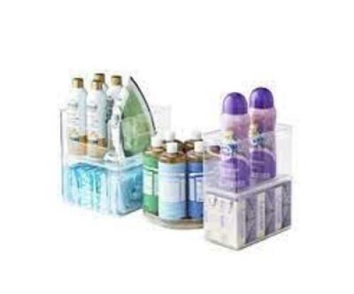 DESCRIPTION: (1) PLASTIC MODULAR STORAGE SYSTEM BRAND/MODEL: THE HOME EDIT INFORMATION: CLEAR RETAIL$: $25.48 EA QTY: 1