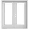 JELD WEN 72 INCH X 80 INCH TEMPERED PRIVACY GLASS PRIMED FIBERGLASS RIGHT HAND INSWING PREHUNG DOUBLE DOOR / PATIO DOOR