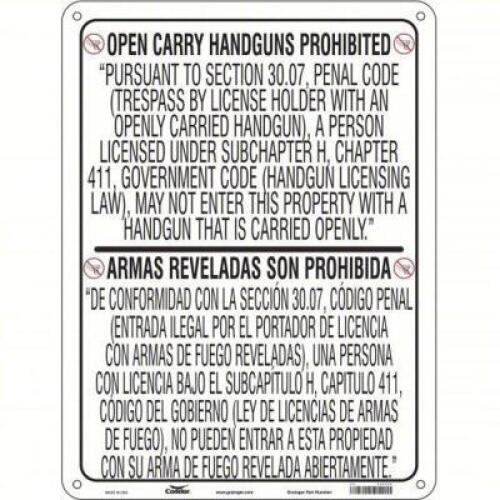 DESCRIPTION: (1) OPEN CARRY SIGN INFORMATION: WARNING ONLY VALID IN TEXAS SIZE: 24X18 RETAIL$: $64.84 EA QTY: 1