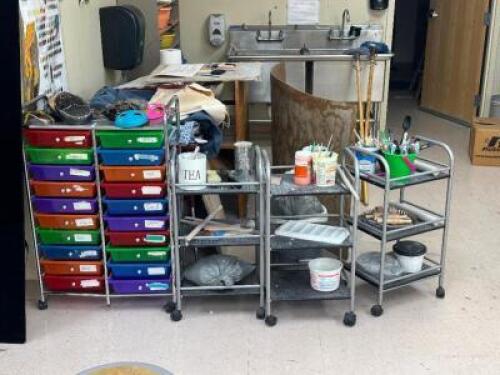 ROLLING UTILITY CART SET WITH CONTENTS