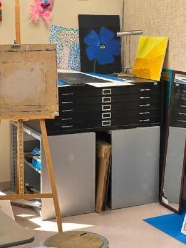 ART SUPPLIES CABINET WITH CONTENTS