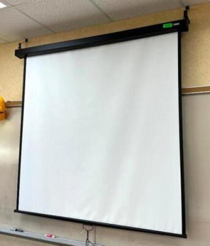 60" RETRACTABLE OVER HEAD SCREEN W/ CEILING MOUNT.