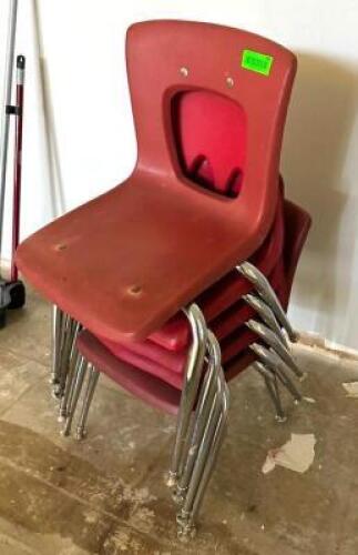 (5) ASSORTED RED PLASTIC STACK CHAIRS