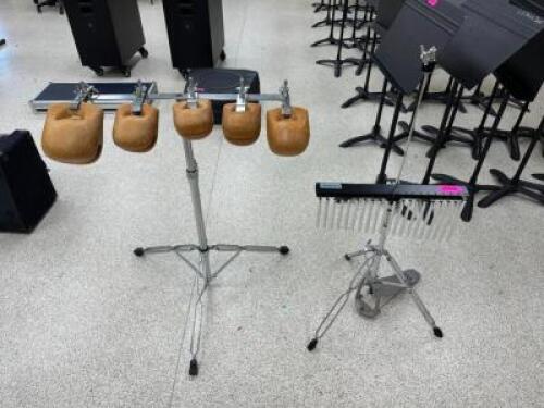 (2) ASSORTED INSTRUMENTS - BELLS AND PERCUSSION STAND