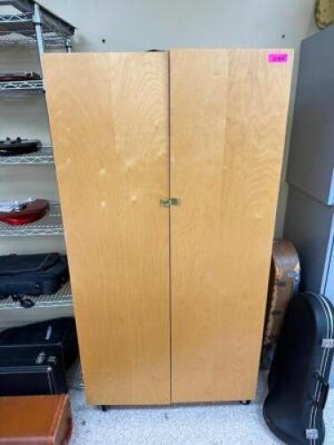 36" TWO DOOR WOODEN STORAGE CABINET / FILE ORGANIZER.