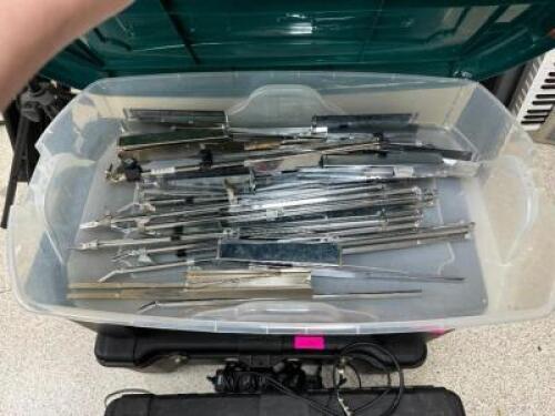 PLASTIC TOTE AND CONTENTS - MUSIC STANDS