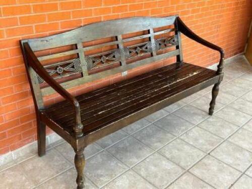 60" WOODEN PARK BENCH W/ ARM REST