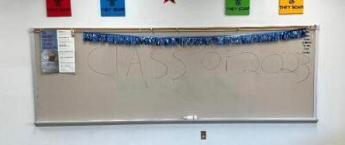 12' X 4' DRY ERASE WHITE BOARDLOCATION SENIOR COMMONS (ROOM 110)SIZE: 12' X 4'