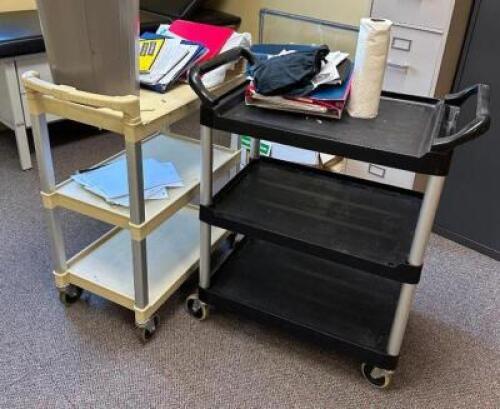 (2) 3-TIER PLASTIC UTILITY CARTSLOCATION TEACHER STORE ROOM