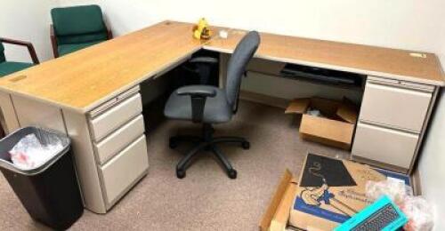 72" X 96" L-SHAPED OFFICE DESKINFORMATION: CONTENTS NOT INCLUDEDLOCATION ROOM 212SIZE: 72" X 96"