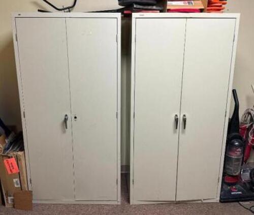 (2) 2-DOOR METAL STORAGE CABINETINFORMATION: CONTENTS NOT INCLUDEDLOCATION CUSTODIAL CLOSETSIZE: 36" X 24" X 72"