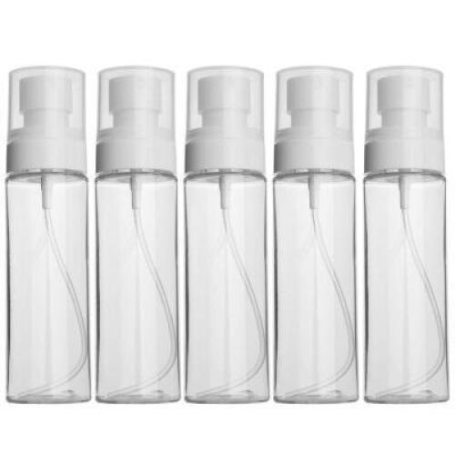 Z-COLOR 5PCS CLEAR PLASTIC SPRAY BOTTLES SMALL SAMPLE BOTTLE REFILLABLE TRAVEL PLASTIC CONTAINER (80ML, MIST SPRAY PUMP HEAD