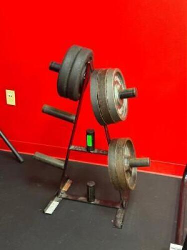 WEIGHT RACK WITH CONTENTS